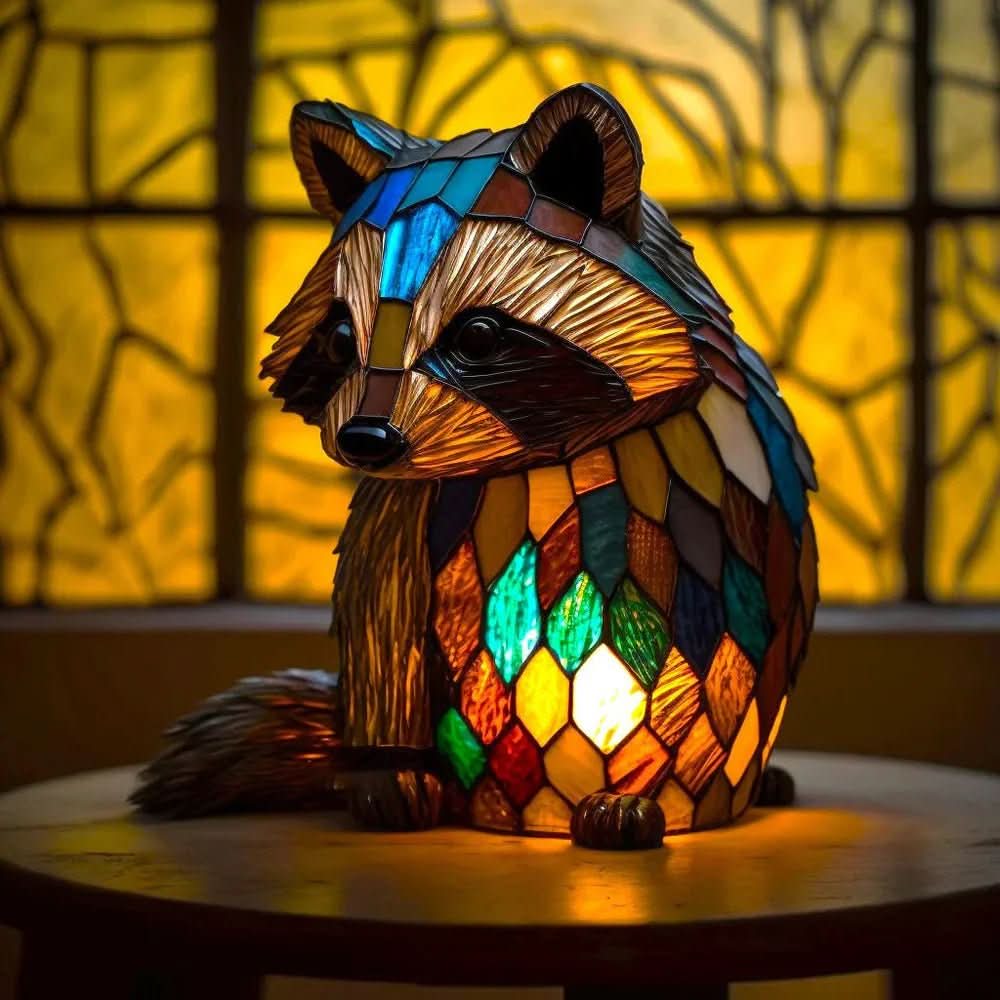 Lampe à motif animal VitraFauna — Design style vitrail, forme sculpturale