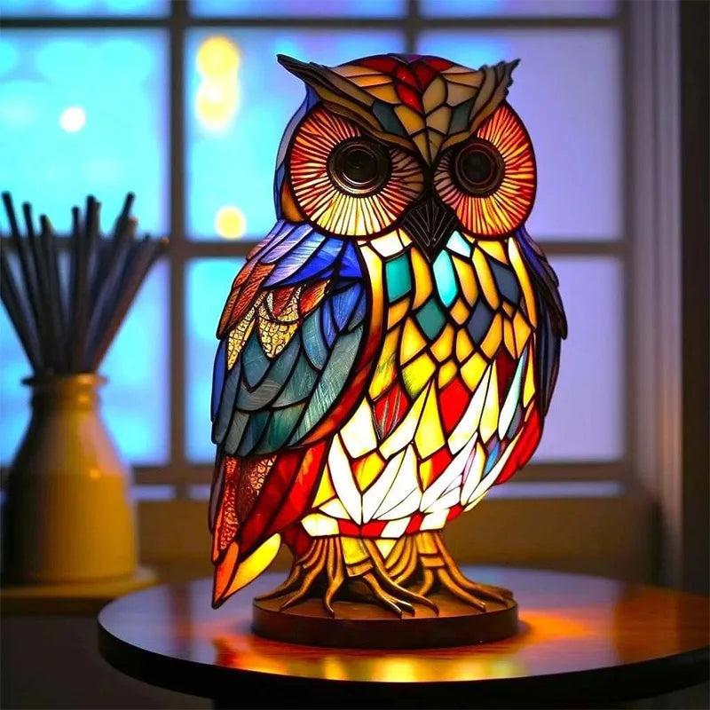 Lampe d'ambiance animaux effet vitrail