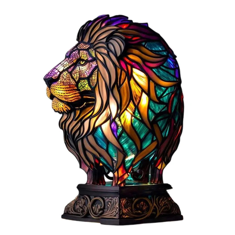 Lampe d'ambiance animaux effet vitrail