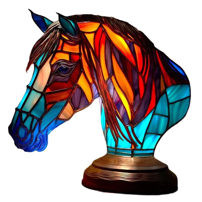 Lampe d'ambiance animaux effet vitrail
