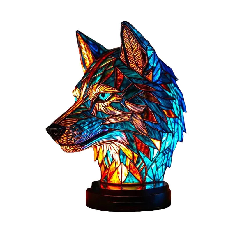 Lampe d'ambiance animaux effet vitrail