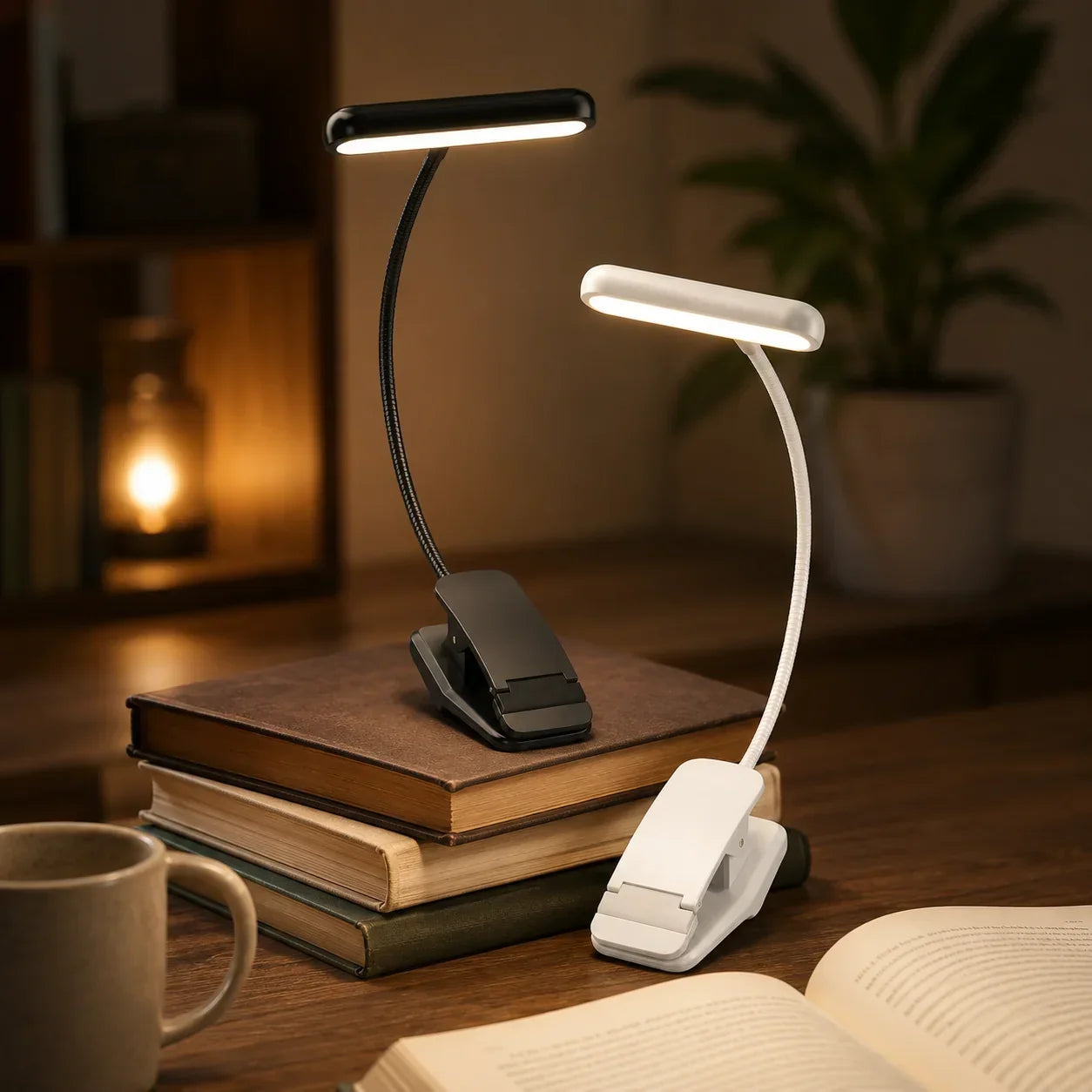 Lampe de lecture à pince | Rechargeable USB et col de cygne flexible