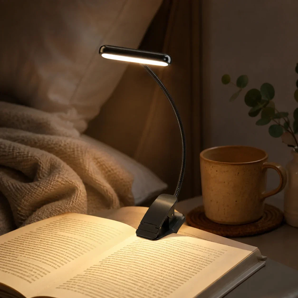 Lampe de lecture à pince | Rechargeable USB et col de cygne flexible
