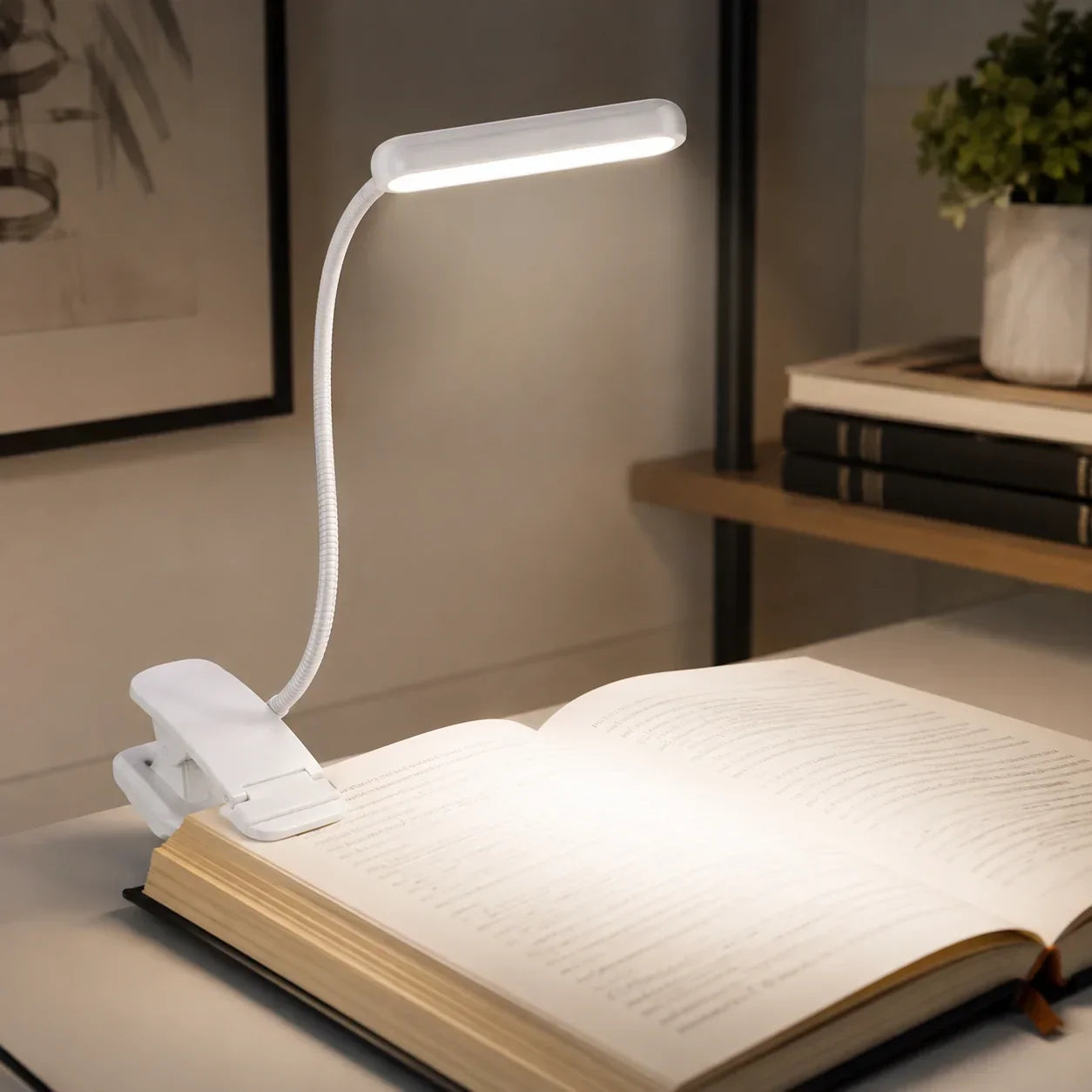 Lampe de lecture à pince | Rechargeable USB et col de cygne flexible