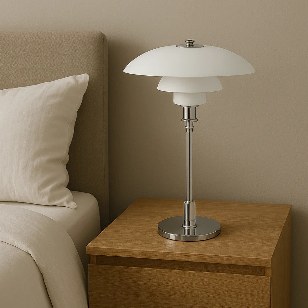 Lampe de table en verre à abat-jour à trois niveaux style nordique, base en fer doré ou argenté, douille E27 avec interr