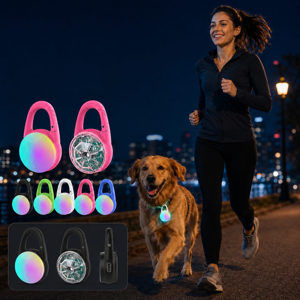 Lampe LED de sécurité rechargeable à clip pour chien - Promenades nocturnes