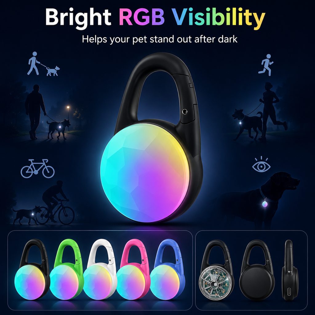Lampe LED de sécurité rechargeable à clip pour chien - Promenades nocturnes