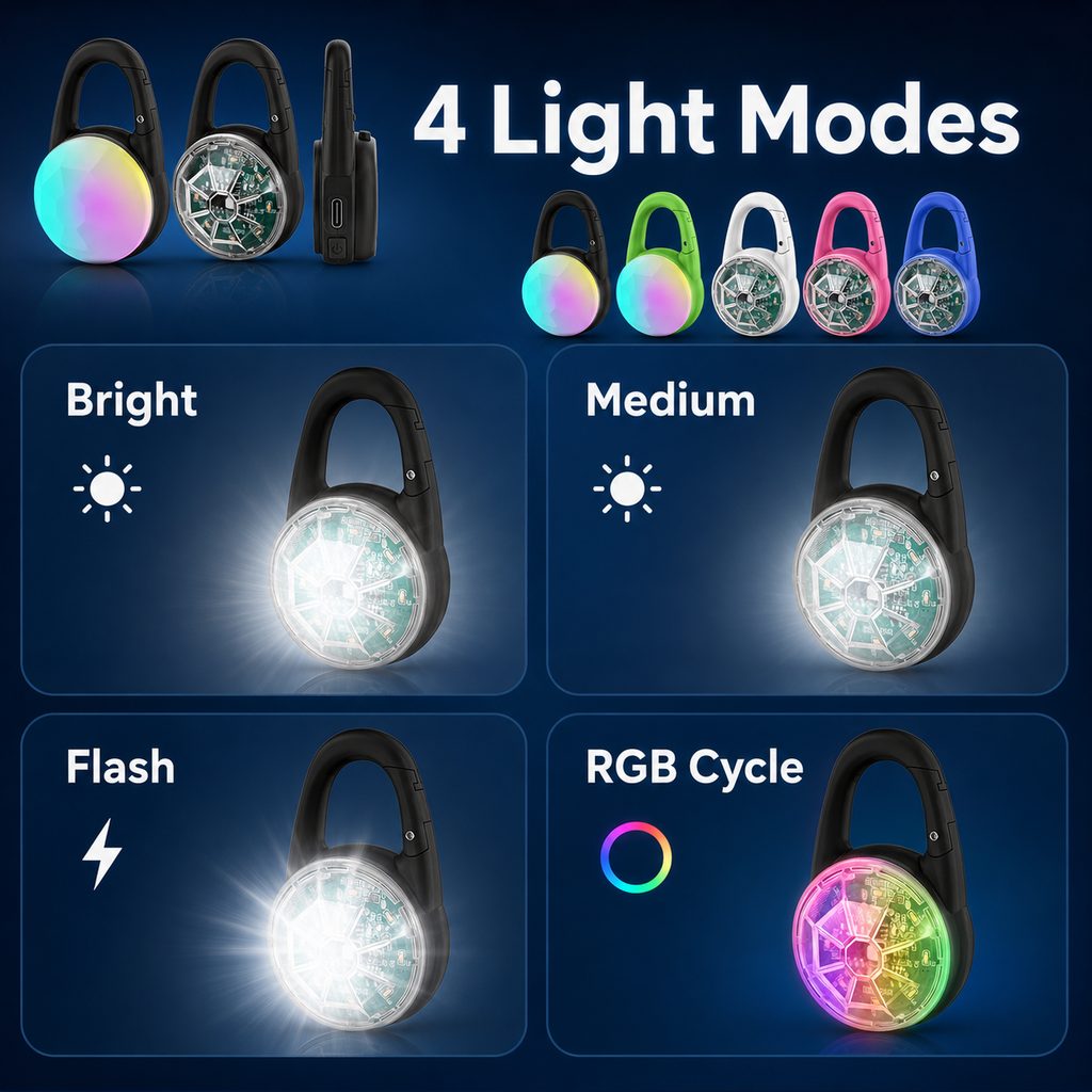 Lampe LED de sécurité rechargeable à clip pour chien - Promenades nocturnes