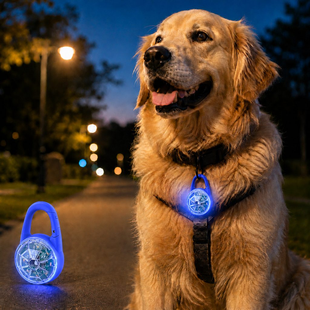 Lampe LED de sécurité rechargeable à clip pour chien - Promenades nocturnes