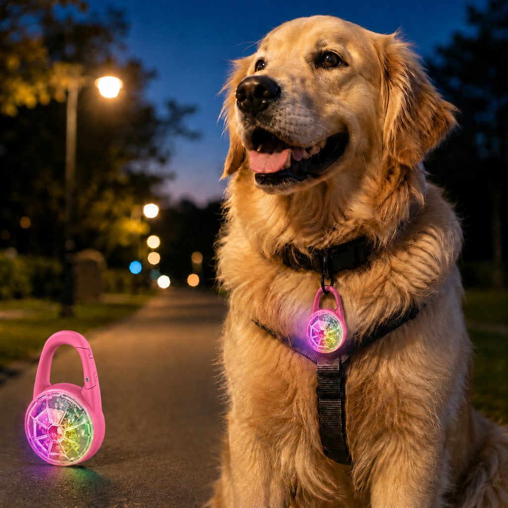 Lampe LED de sécurité rechargeable à clip pour chien - Promenades nocturnes