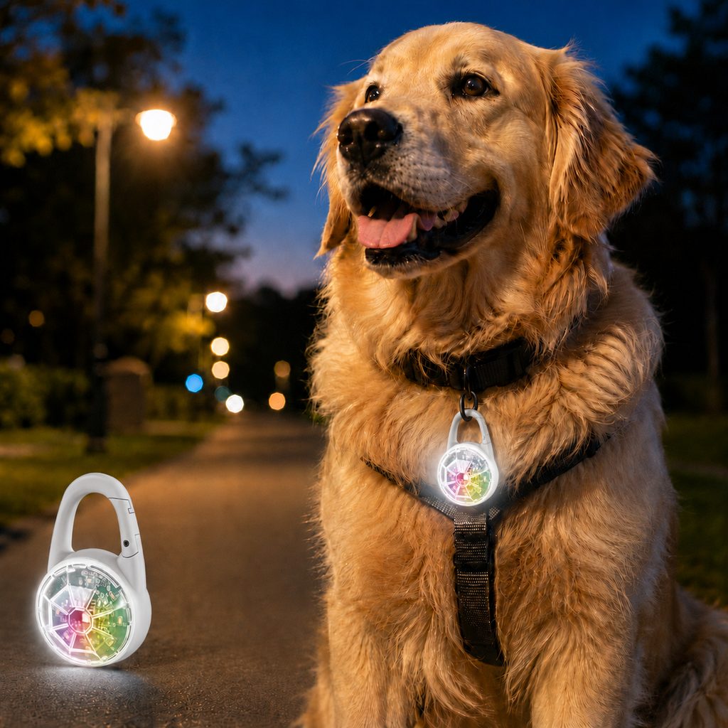 Lampe LED de sécurité rechargeable à clip pour chien - Promenades nocturnes