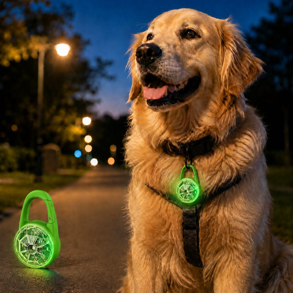 Lampe LED de sécurité rechargeable à clip pour chien - Promenades nocturnes