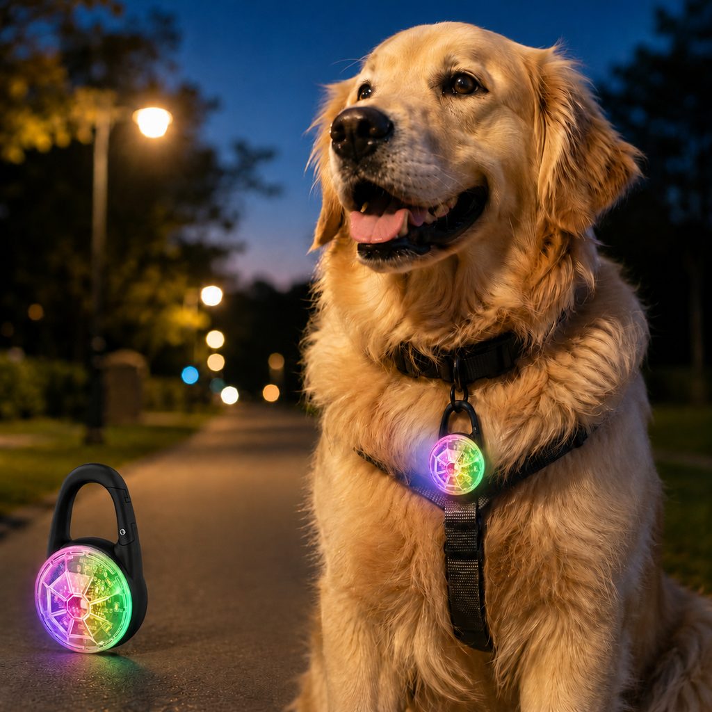 Lampe LED de sécurité rechargeable à clip pour chien - Promenades nocturnes