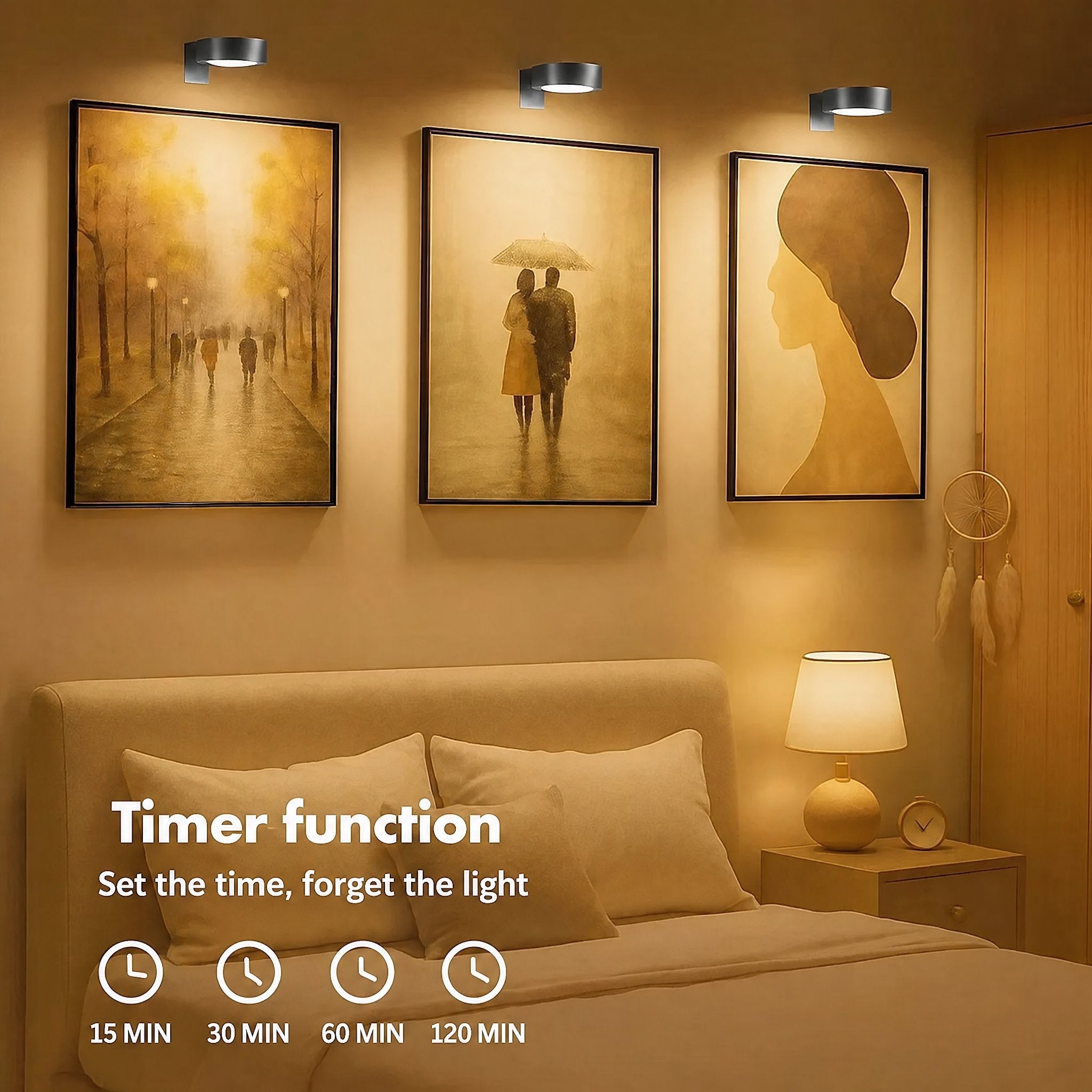 Lampe pour tableau magnétique sans fil à LED dimmable avec télécommande et minuterie