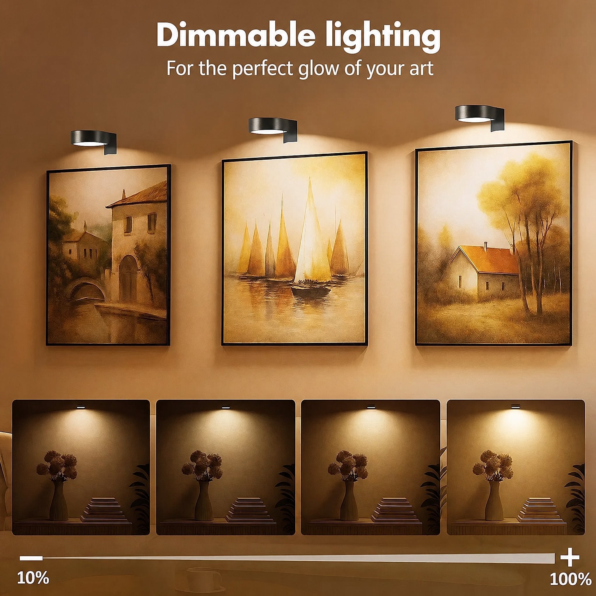 Lampe pour tableau magnétique sans fil à LED dimmable avec télécommande et minuterie