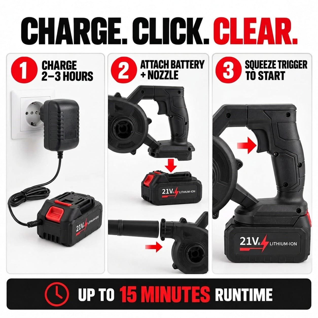 Livmore Turbo Blower souffleur à main sans fil amélioré avec deux batteries rechargeables