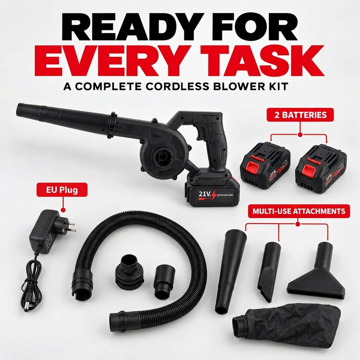 Livmore Turbo Blower souffleur à main sans fil amélioré avec deux batteries rechargeables