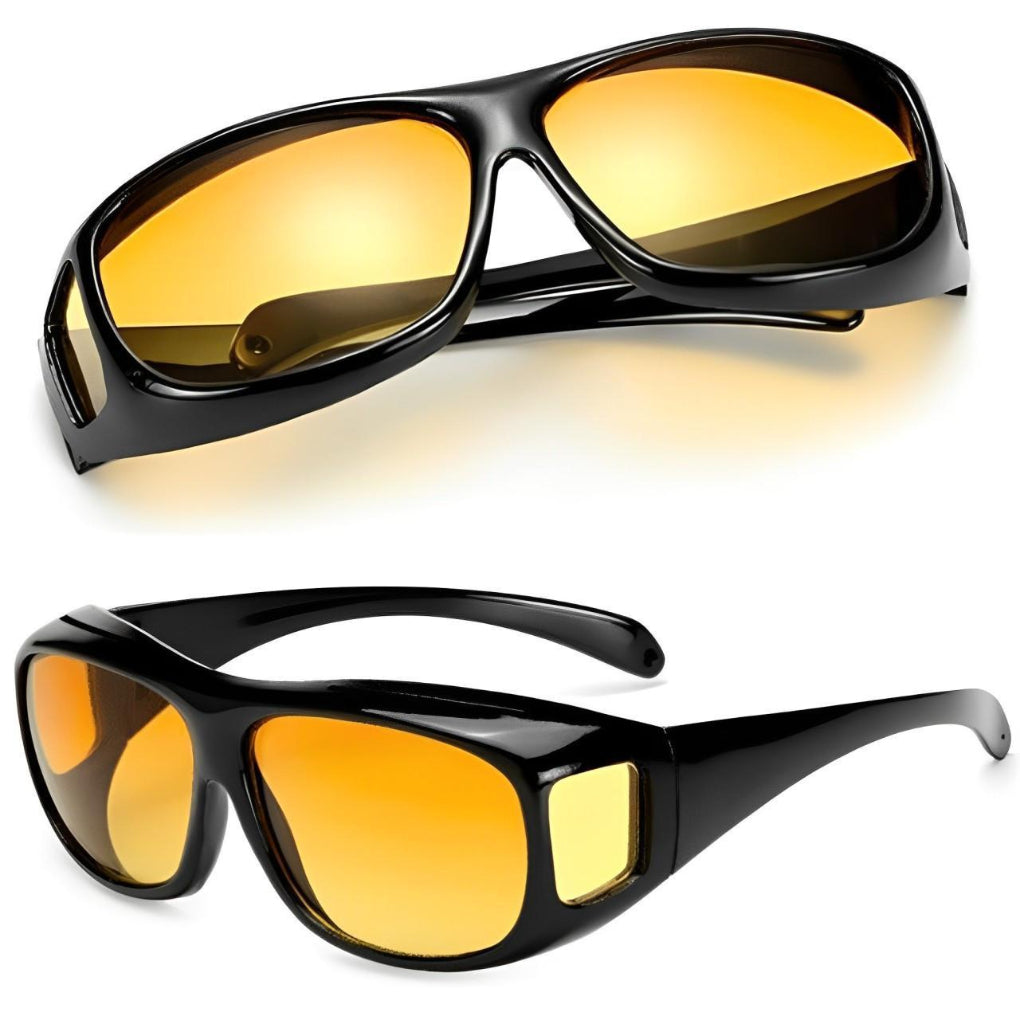 Lunettes de conduite de nuit avec verres ambrés et verres latéraux, se portent par-dessus les lunettes de vue, polycarbo