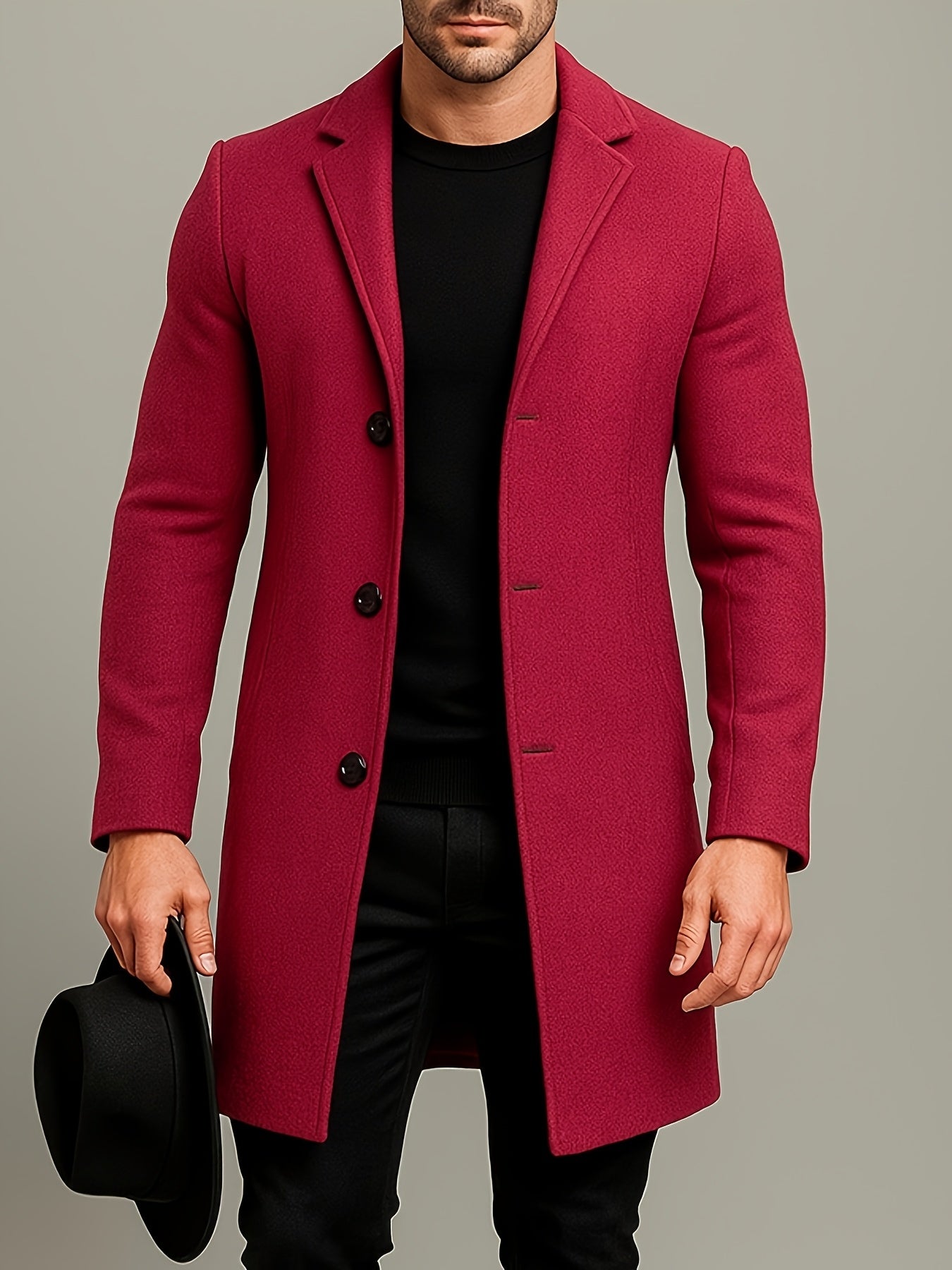 Manteau mi-long en tweed pour homme