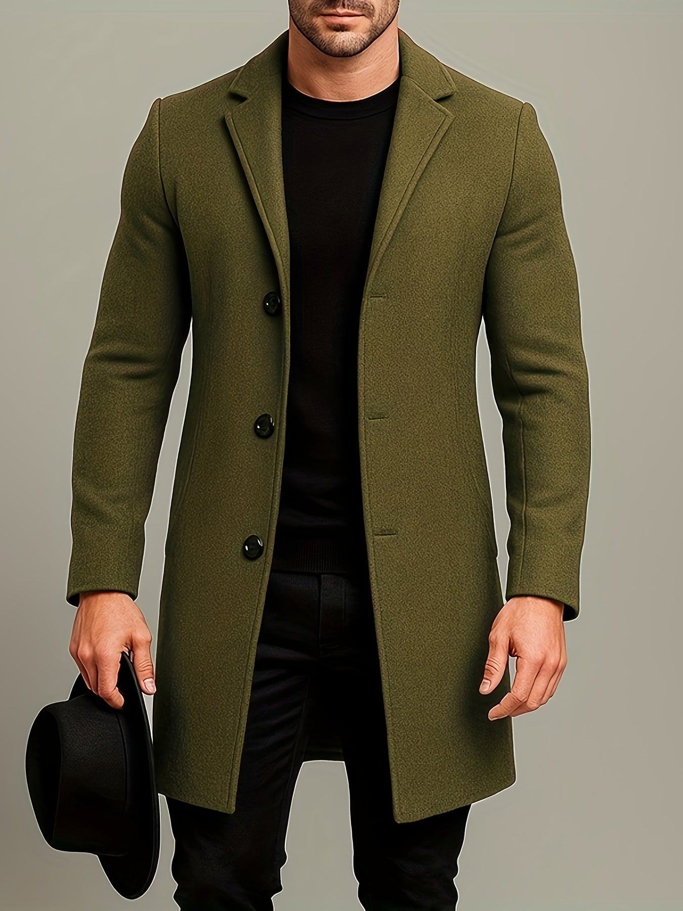 Manteau mi-long en tweed pour homme
