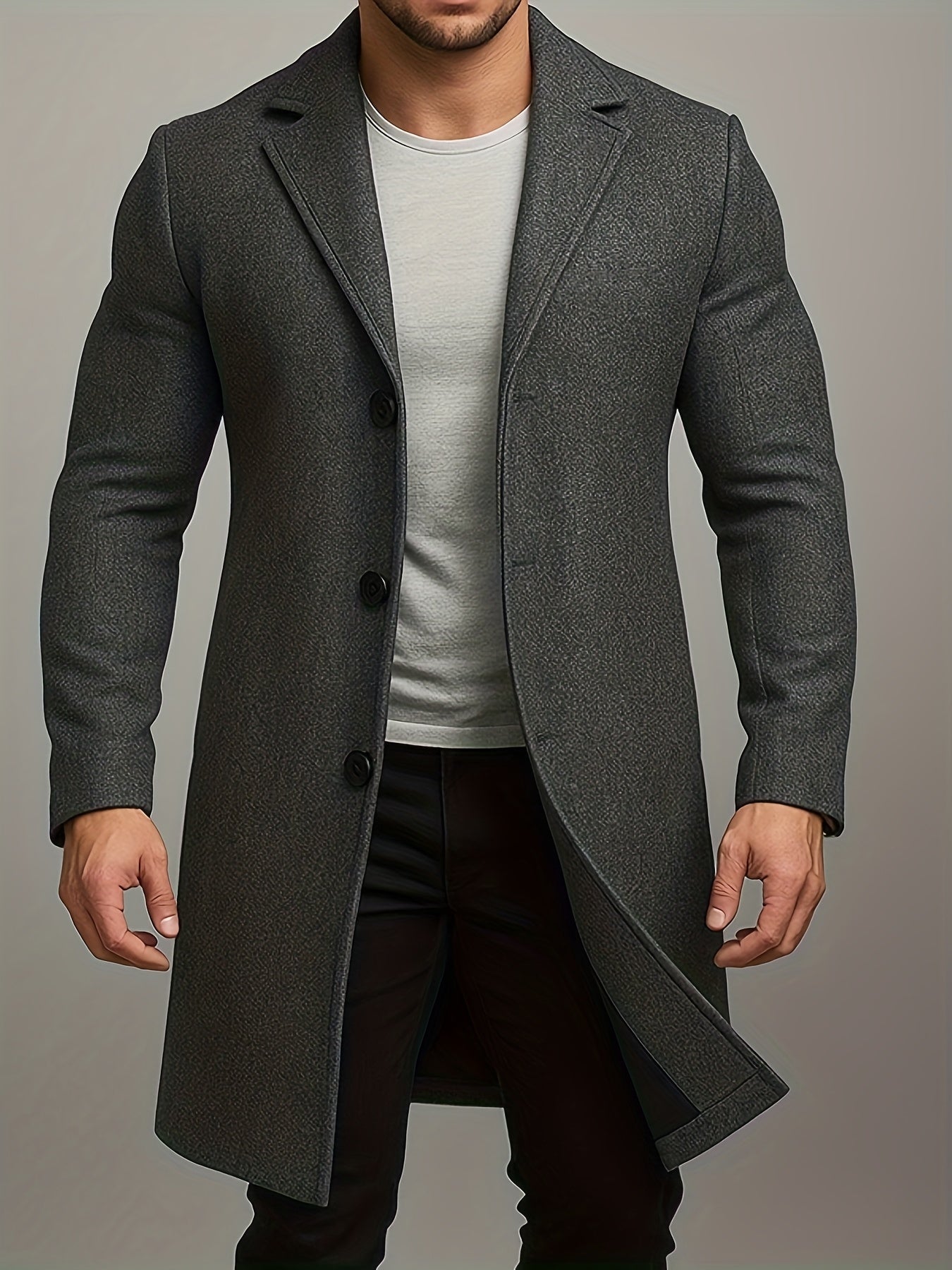 Manteau mi-long en tweed pour homme