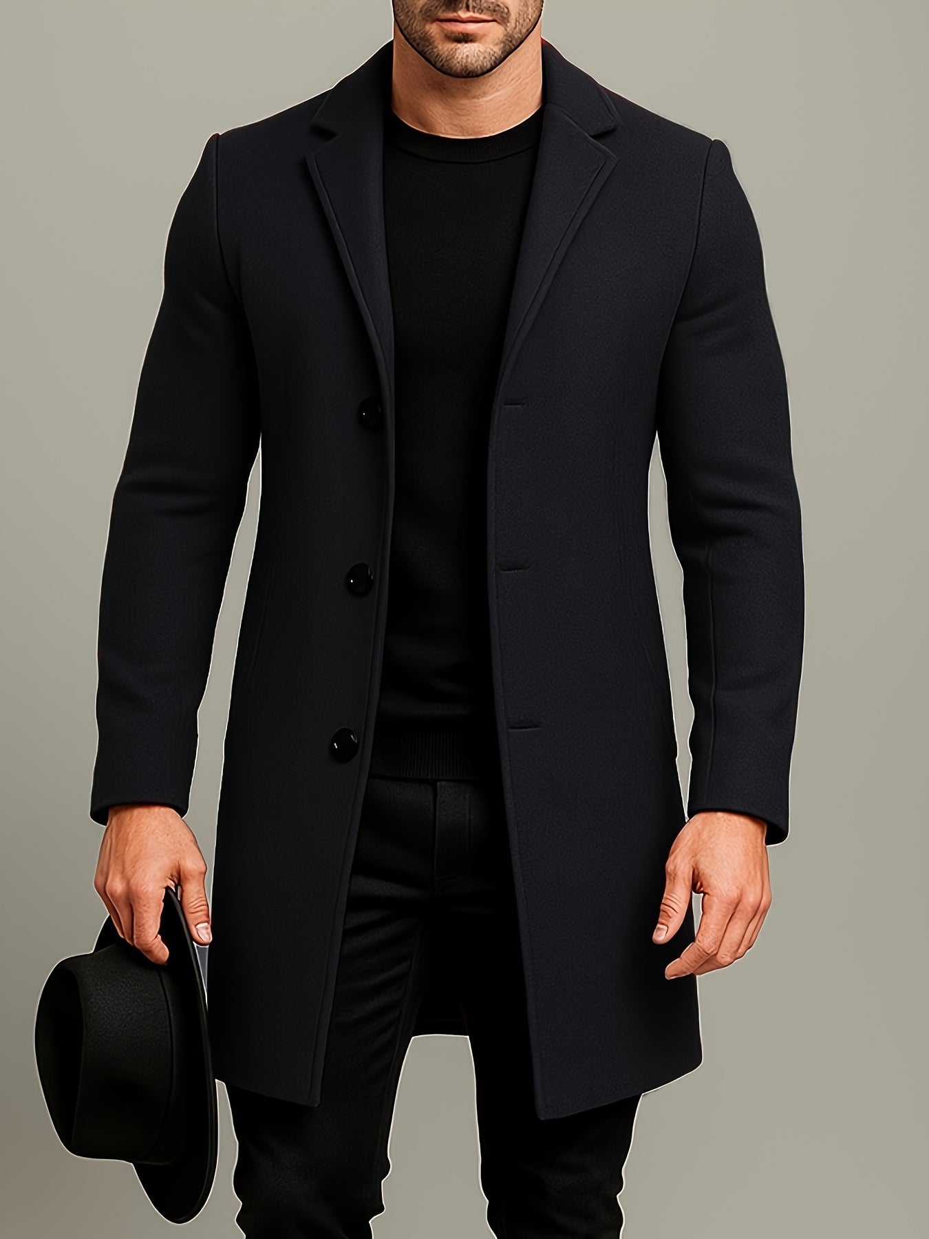 Manteau mi-long en tweed pour homme