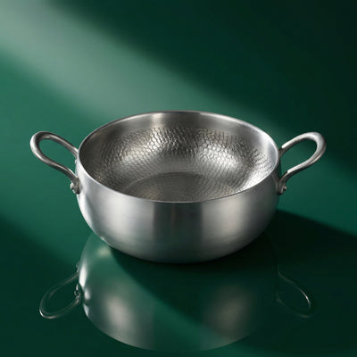 Marmite profonde en titane martelé à la main, titane pur, 28 cm