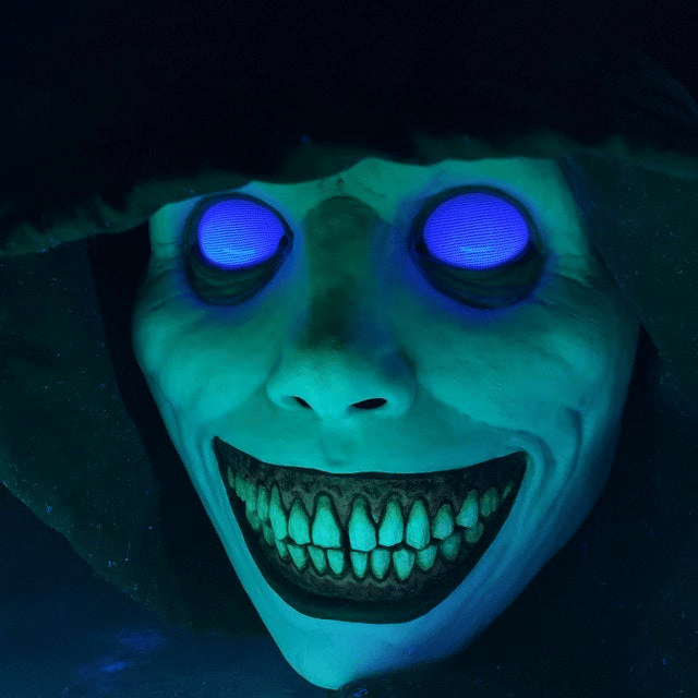 Masque d'Halloween effrayant, masque d'horreur démon souriant en latex pour adultes, masque terrifiant pour fêtes et cos
