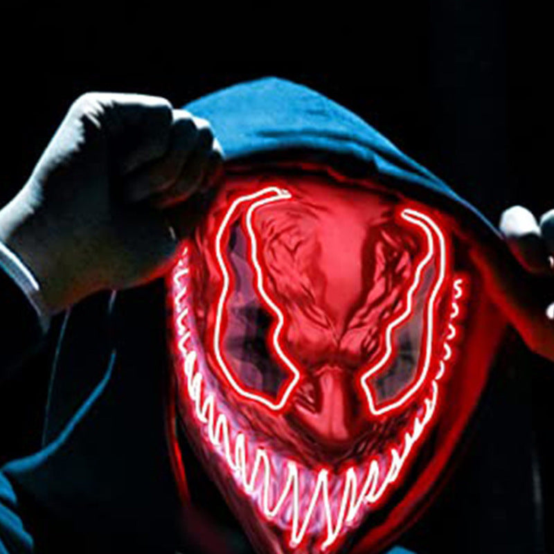 Masque d'Halloween effrayant, masque d'horreur démon souriant en latex pour adultes, masque terrifiant pour fêtes et cos