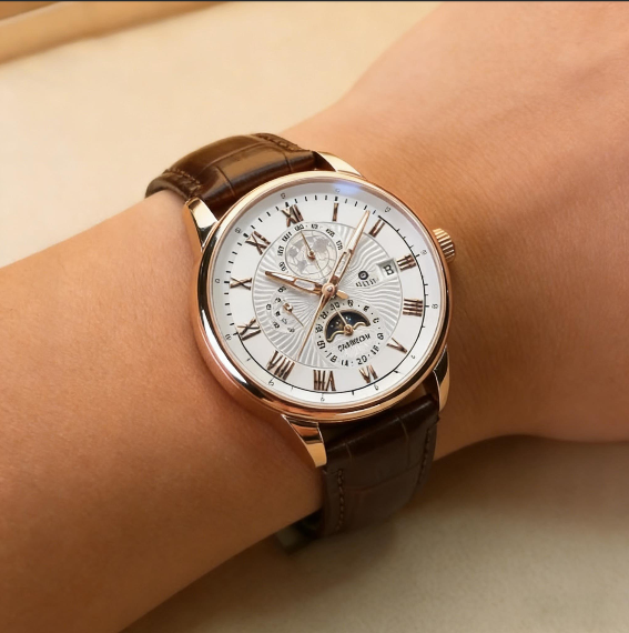 Montre automatique mécanique homme business - Acier inoxydable 316L, verre saphir