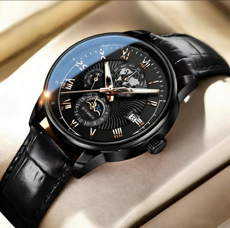 Montre automatique mécanique homme business - Acier inoxydable 316L, verre saphir
