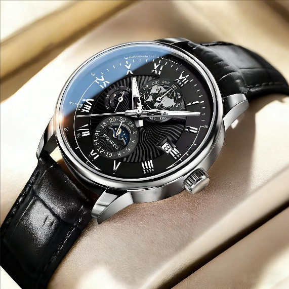 Montre automatique mécanique homme business - Acier inoxydable 316L, verre saphir