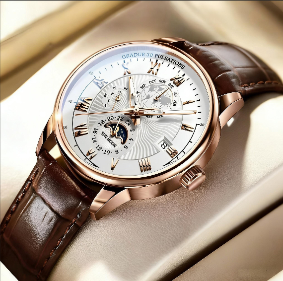 Montre automatique mécanique homme business - Acier inoxydable 316L, verre saphir