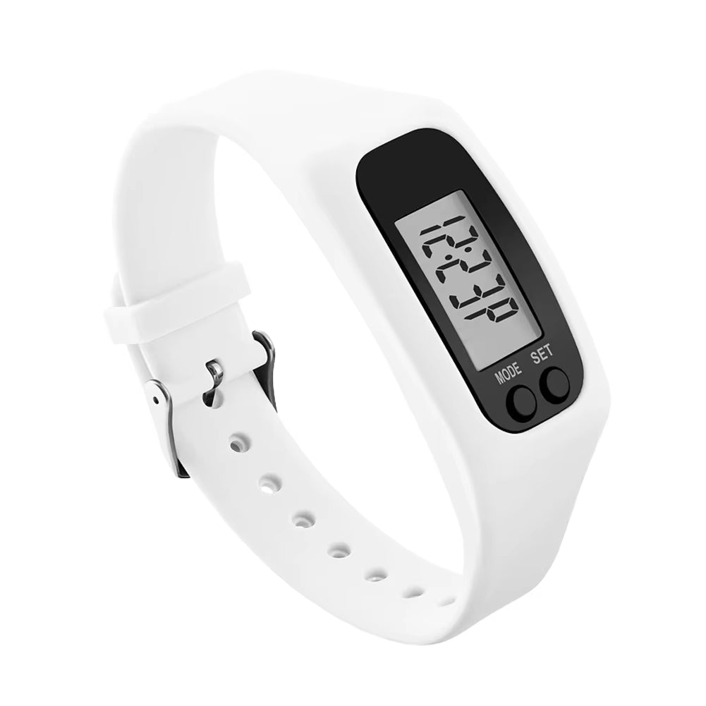 Montre podomètre, compteur de pas au poignet avec affichage digital, heure et calories, bracelet silicone avec boucle, b