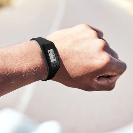 Montre podomètre, compteur de pas au poignet avec affichage digital, heure et calories, bracelet silicone avec boucle, b