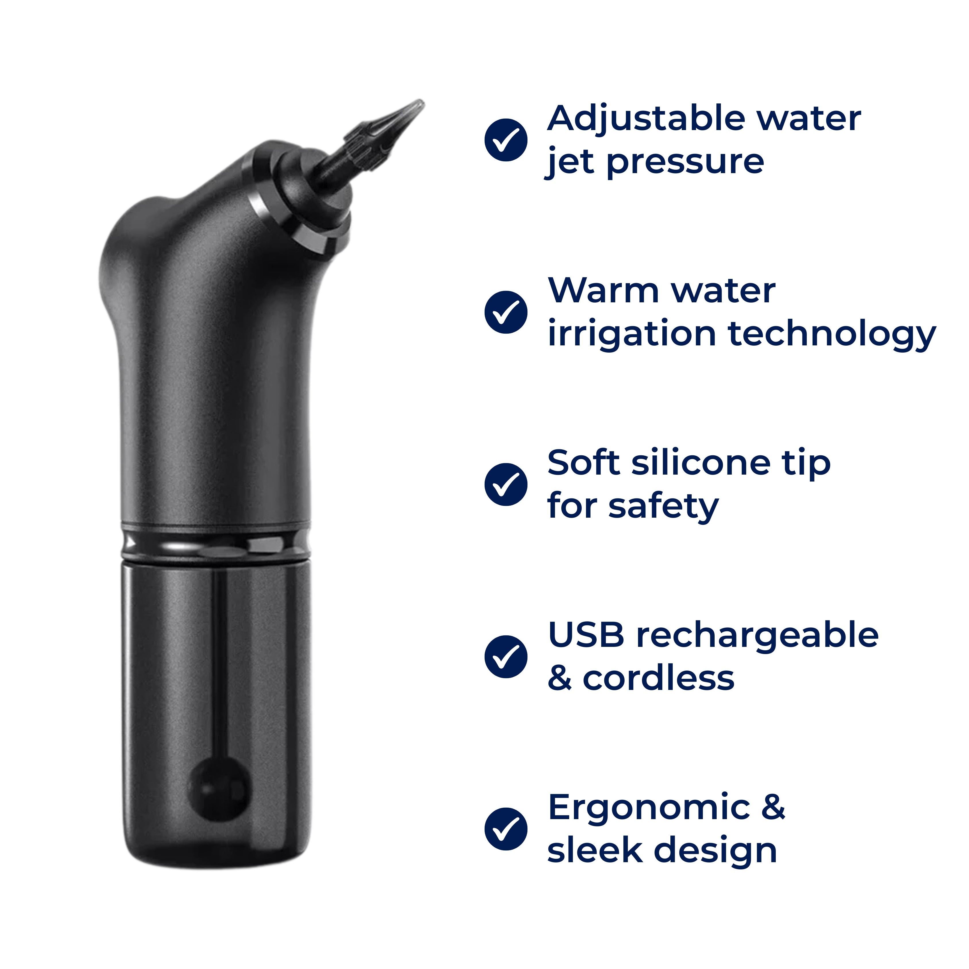 Nettoyeur de cérumen électrique pour adultes et enfants | Pression du jet d'eau réglable | Embout en silicone souple, ir