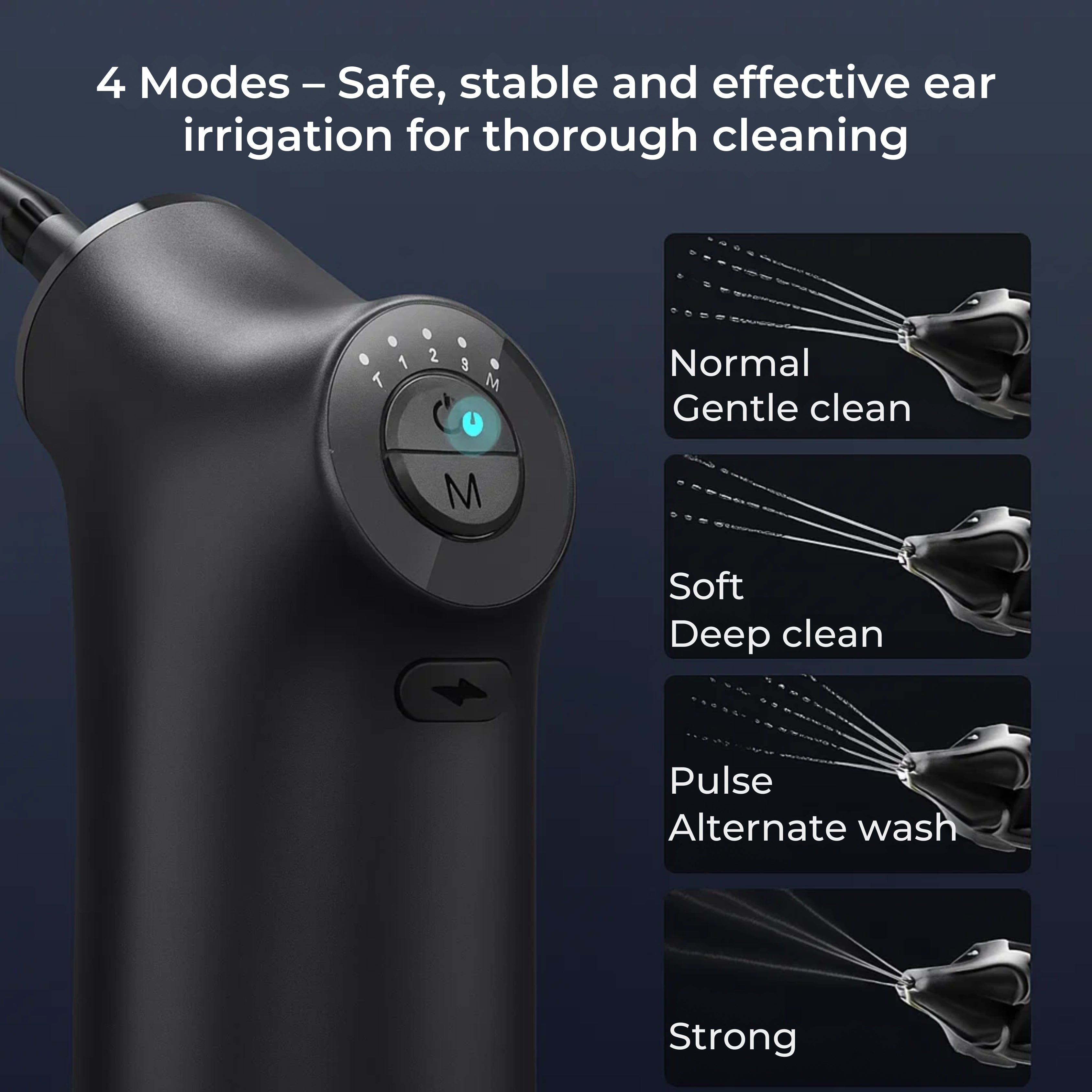 Nettoyeur de cérumen électrique pour adultes et enfants | Pression du jet d'eau réglable | Embout en silicone souple, ir