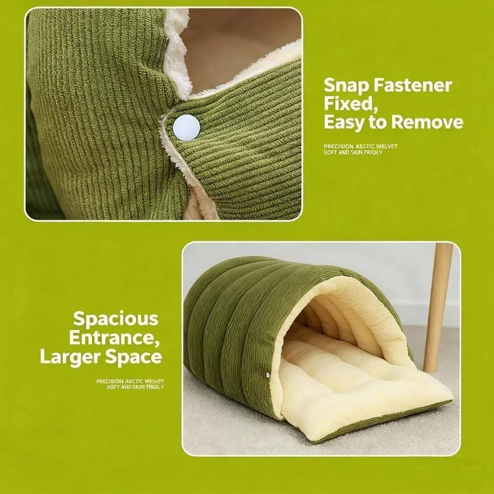 Niche fermée pour chat d'hiver amovible et lavable