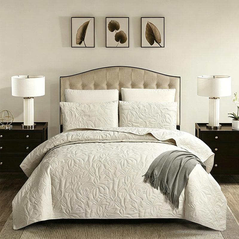 Parure de lit en coton 4 pièces - motif floral doux en 6 coloris