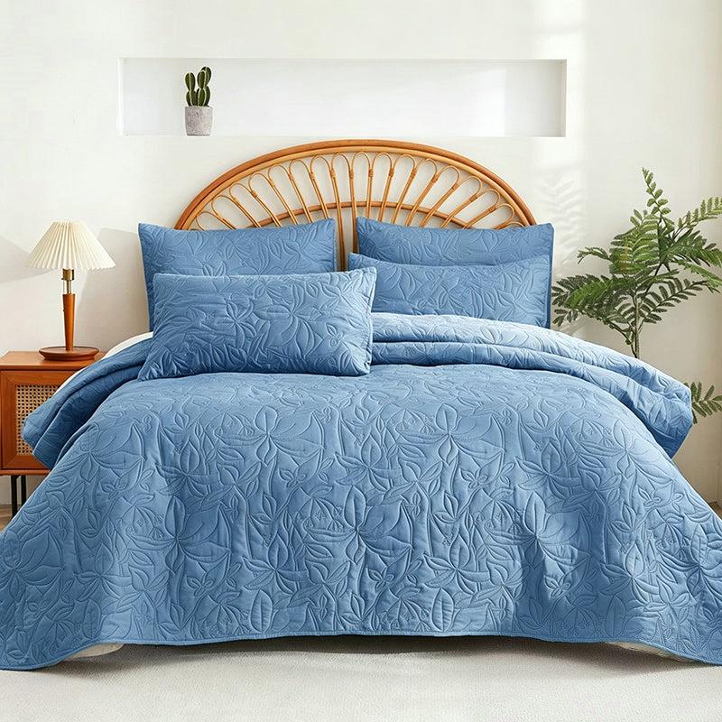 Parure de lit en coton 4 pièces - motif floral doux en 6 coloris