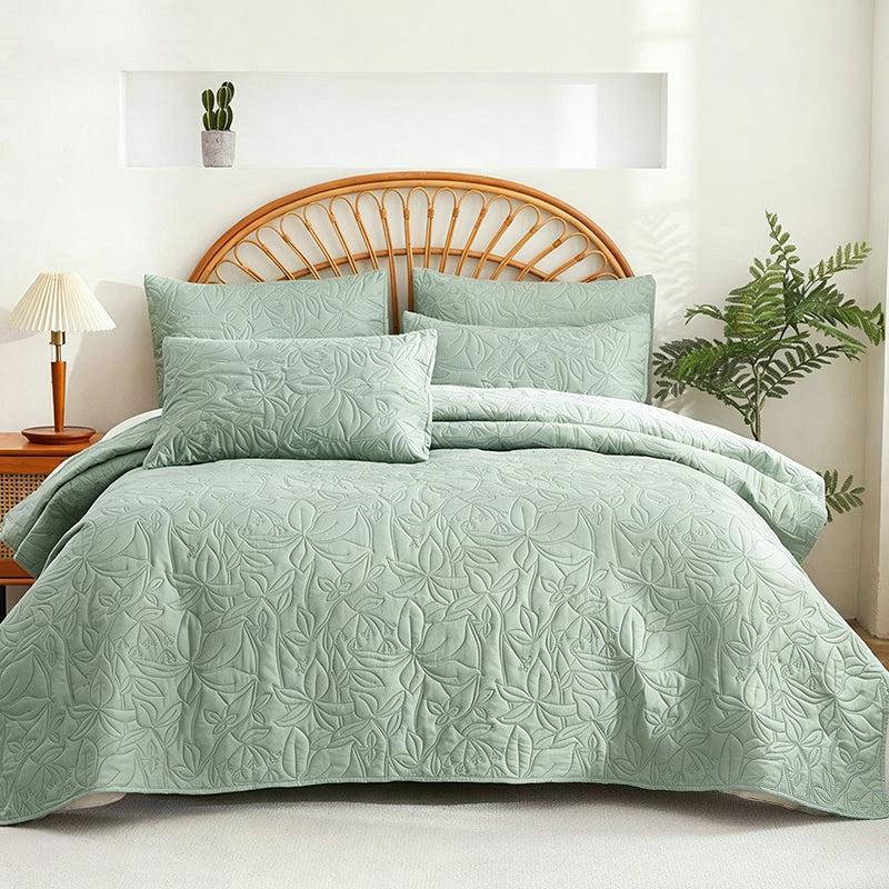 Parure de lit en coton 4 pièces - motif floral doux en 6 coloris
