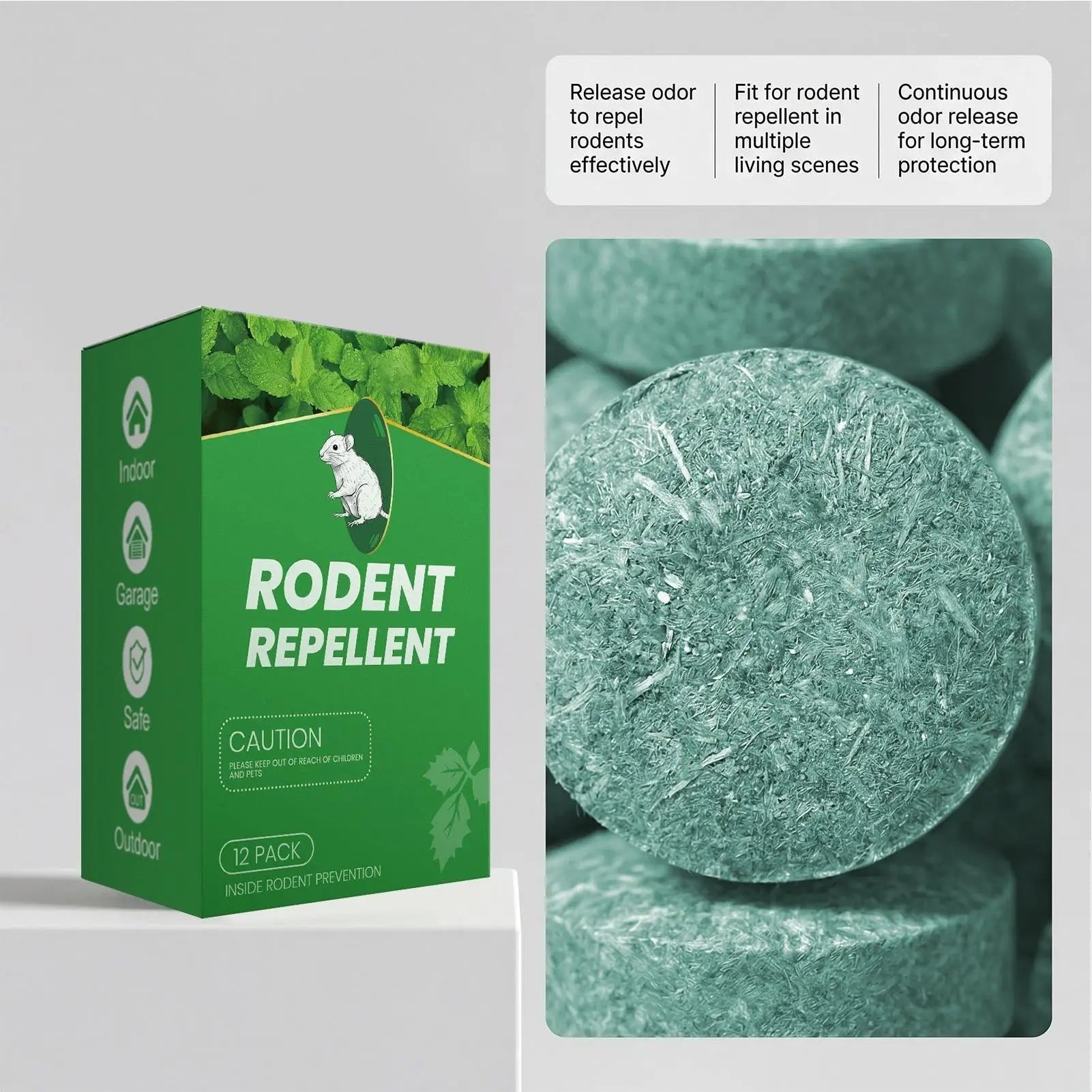 Pastilles répulsives anti-rongeurs à l'essence de menthe naturelle – Lot de 12