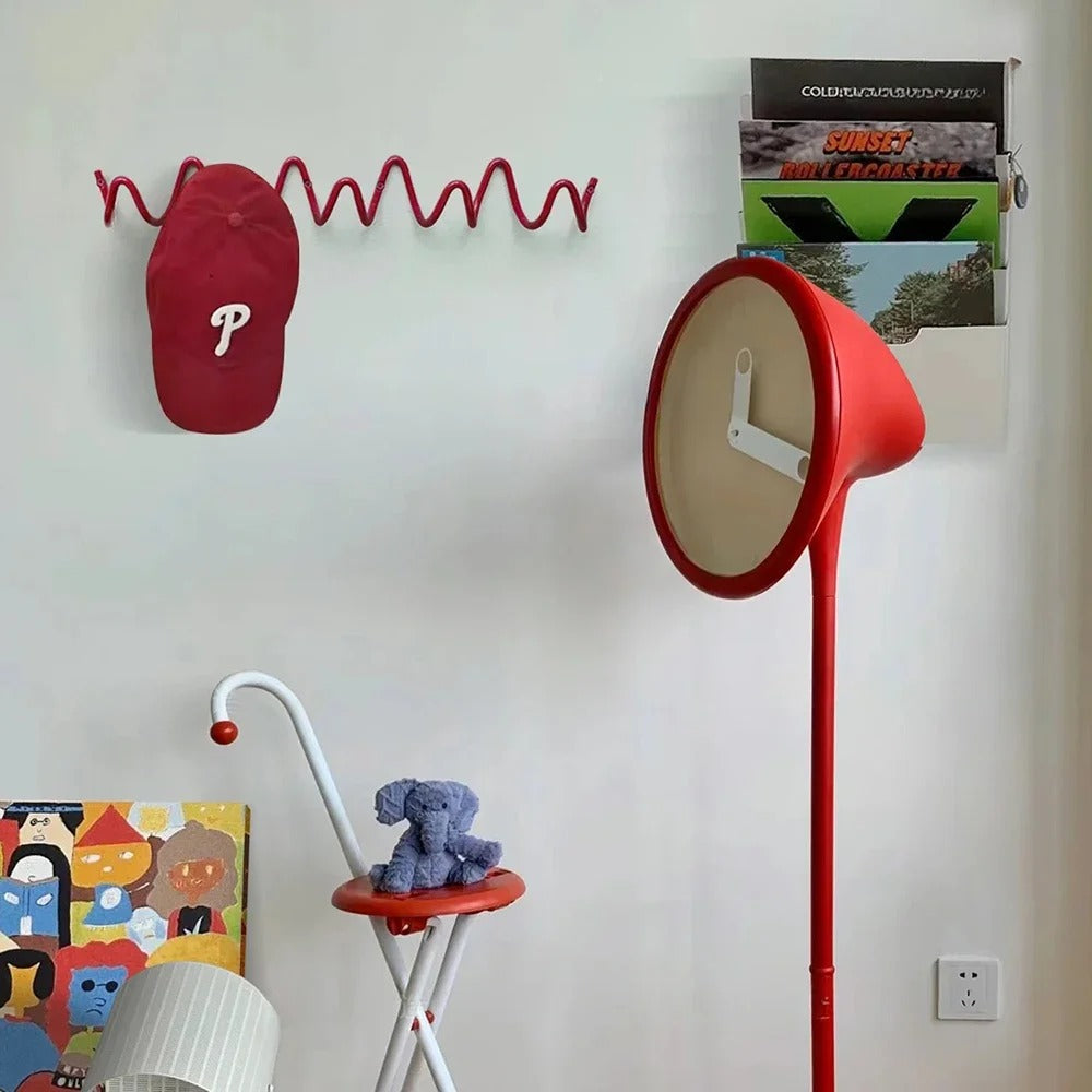 Patère murale en fer ondulée avec 3 ou 5 crochets et vis incluses, 6 coloris, 33 ou 56 cm