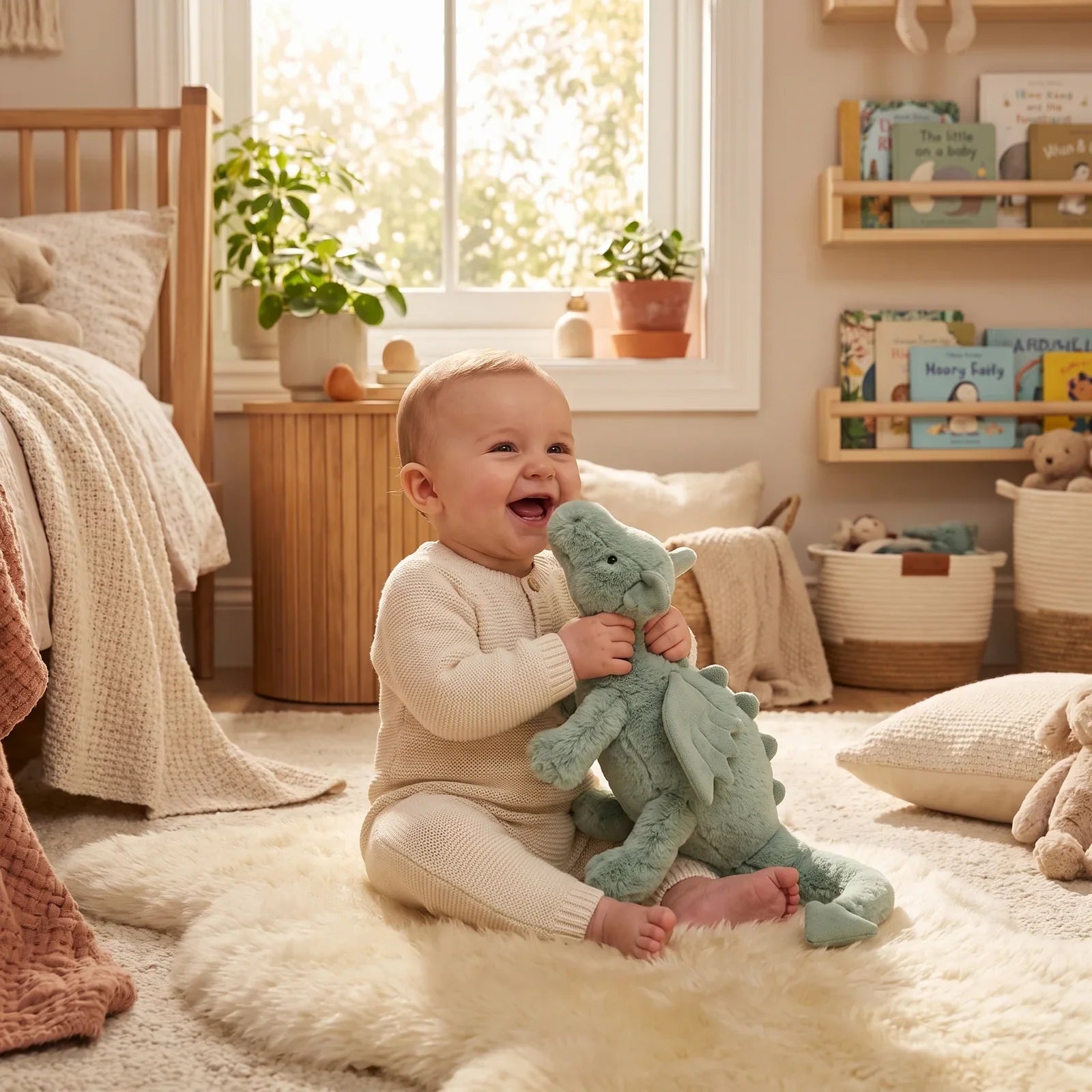 Peluche dragon ultra-douce avec détails brodés pour câlins
