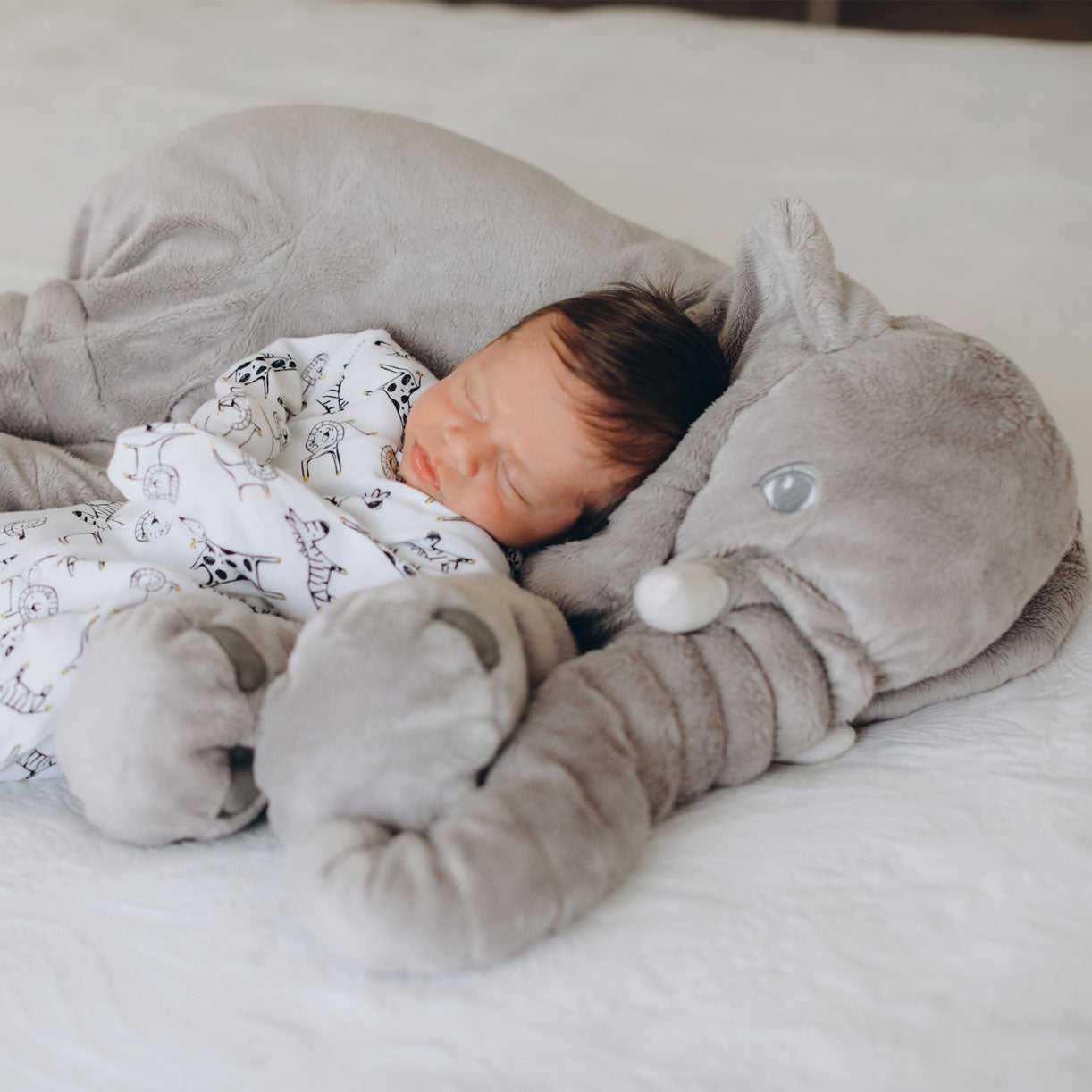 Peluche éléphant, grand coussin éléphant en peluche 40 ou 60 cm pour bébés et enfants, garnissage coton PP, 5 coloris