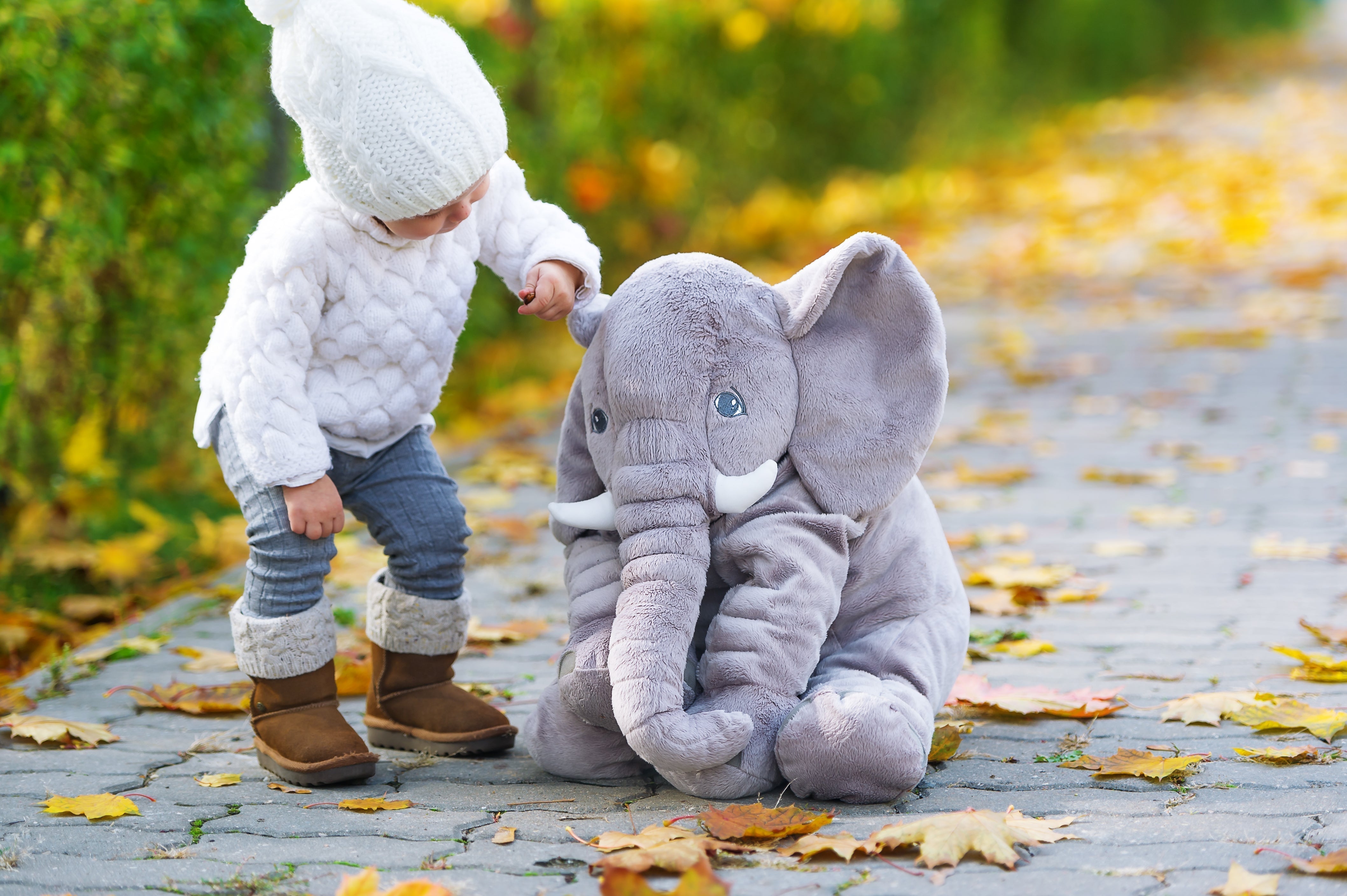 Peluche éléphant, grand coussin éléphant en peluche 40 ou 60 cm pour bébés et enfants, garnissage coton PP, 5 coloris