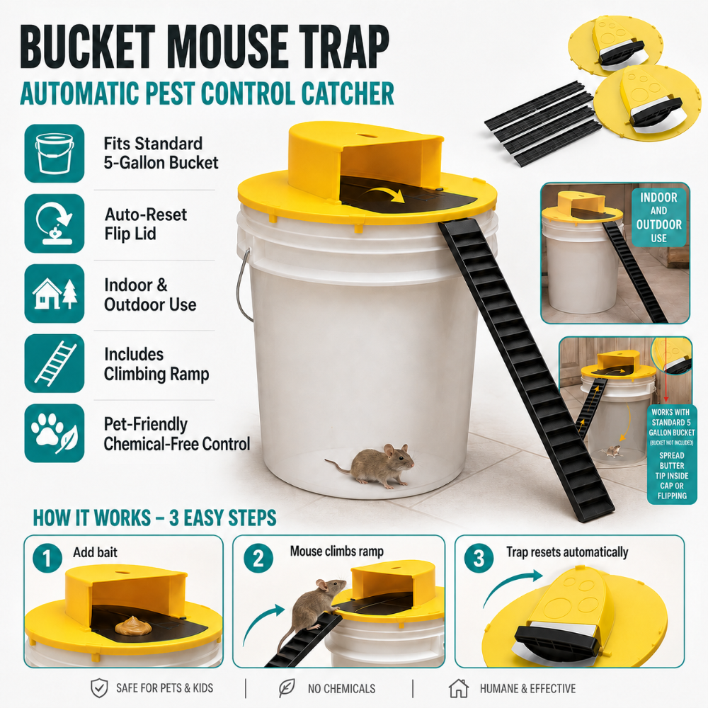 Piège à souris automatique pour seau avec système de capture
