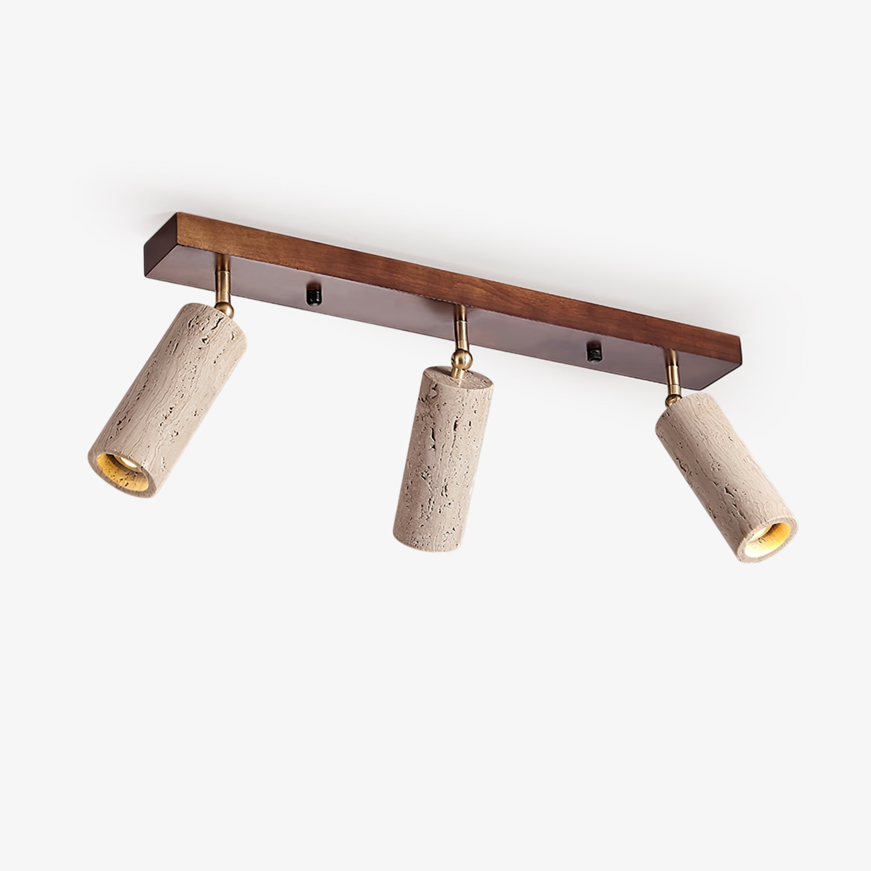 Plafonnier industriel en bois et béton avec spots orientables