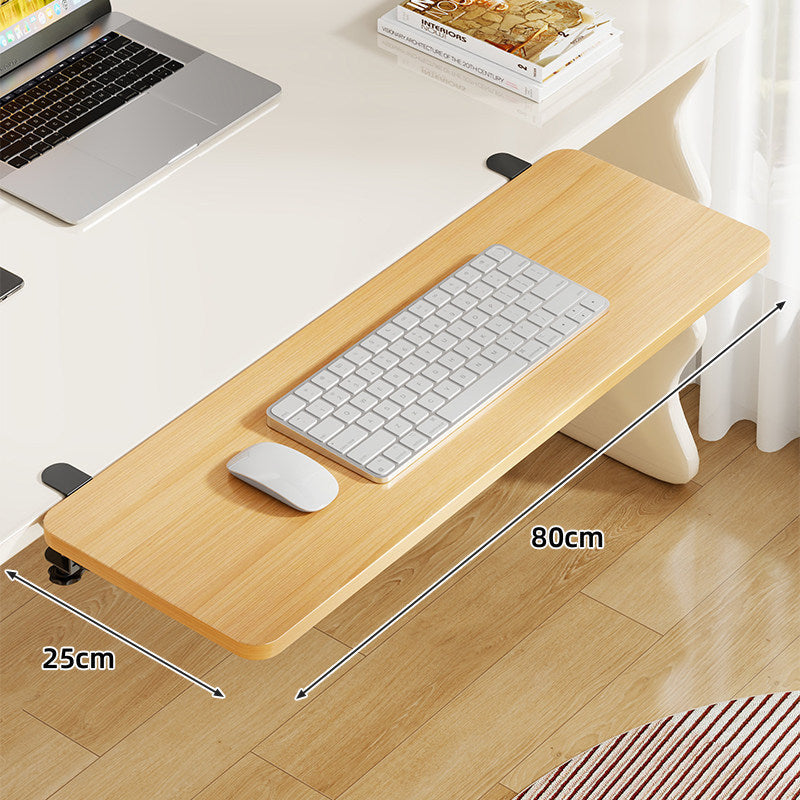 Plateforme coulissante sous bureau en bambou pour clavier et souris avec fixation par pince