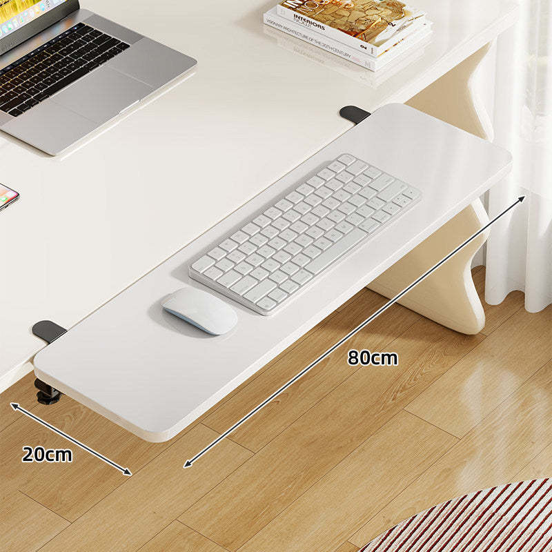Plateforme coulissante sous bureau en bambou pour clavier et souris avec fixation par pince
